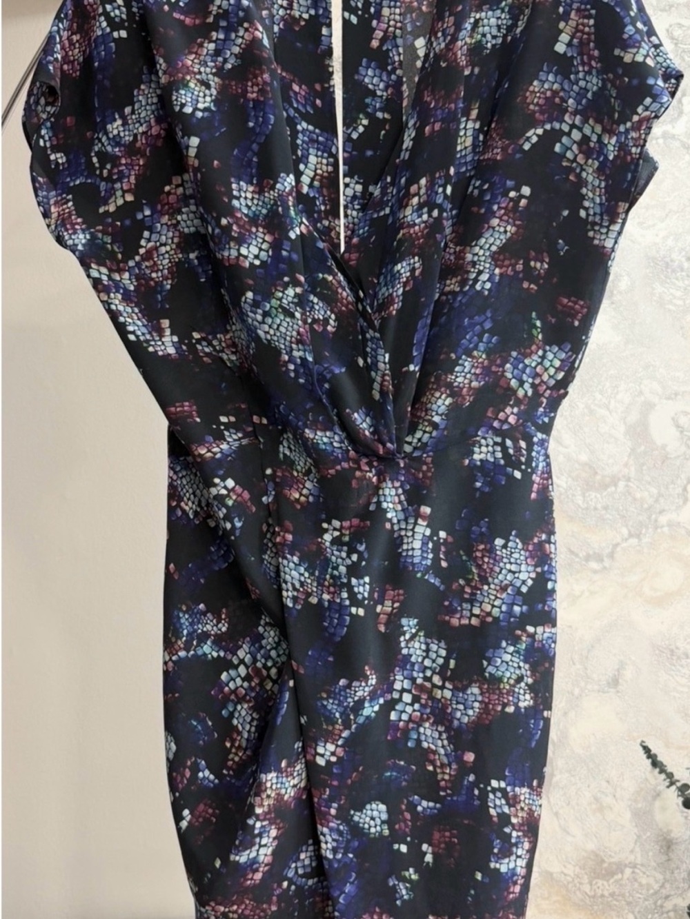 SALONI Mosaic Mini Dress in Black with Blue and Purple Accents